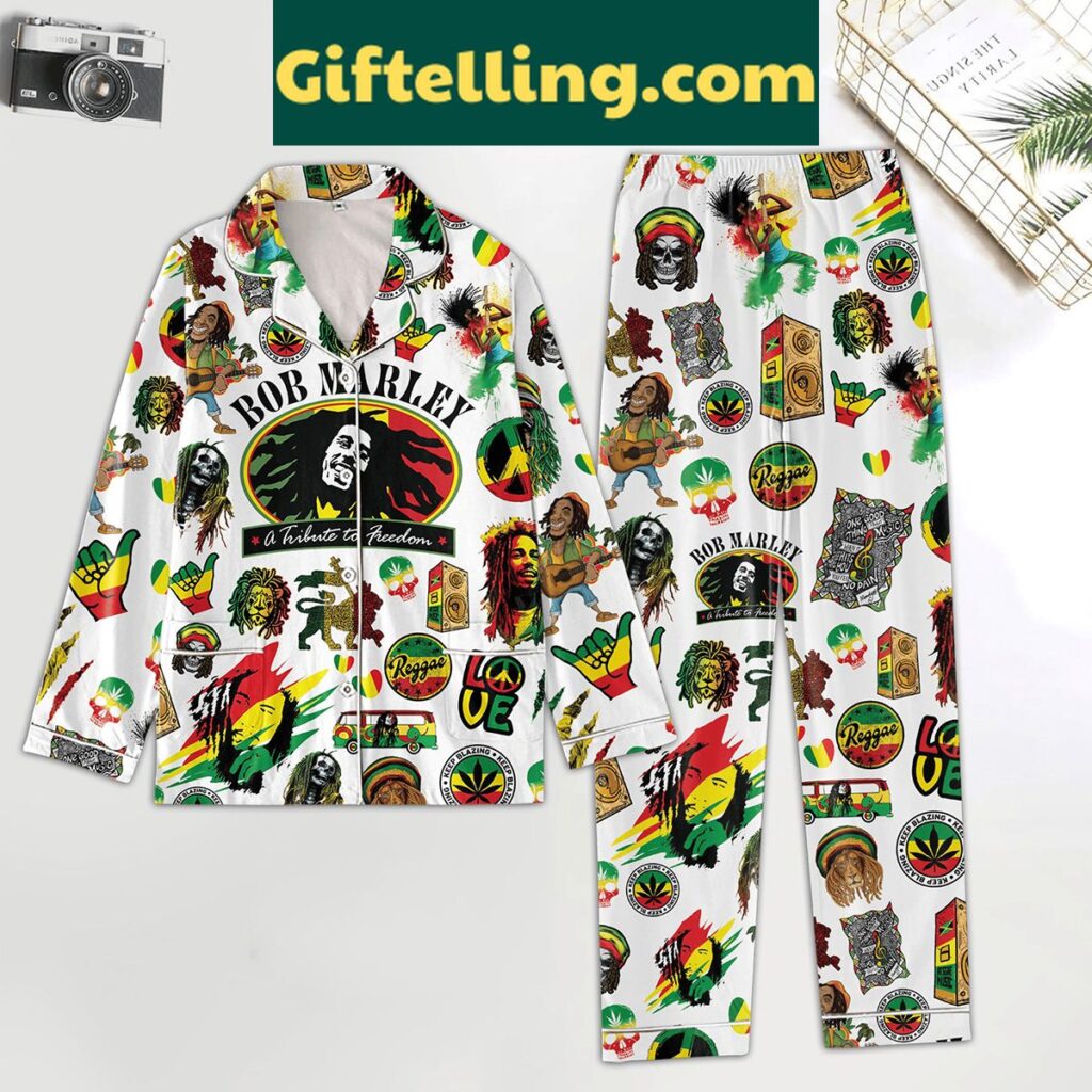 Bob Marley Love Peace Polyester Pajamas Set for Women