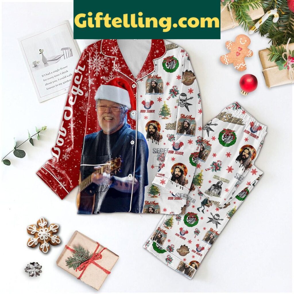 Bob Seger Rock and Roll Never Forget Christmas Polyester Pajamas Set