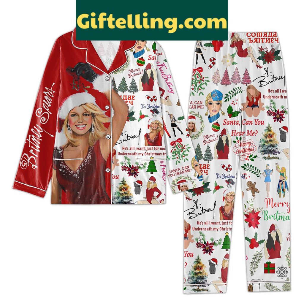 Britney Spears Christmas Pajamas Set with tree design