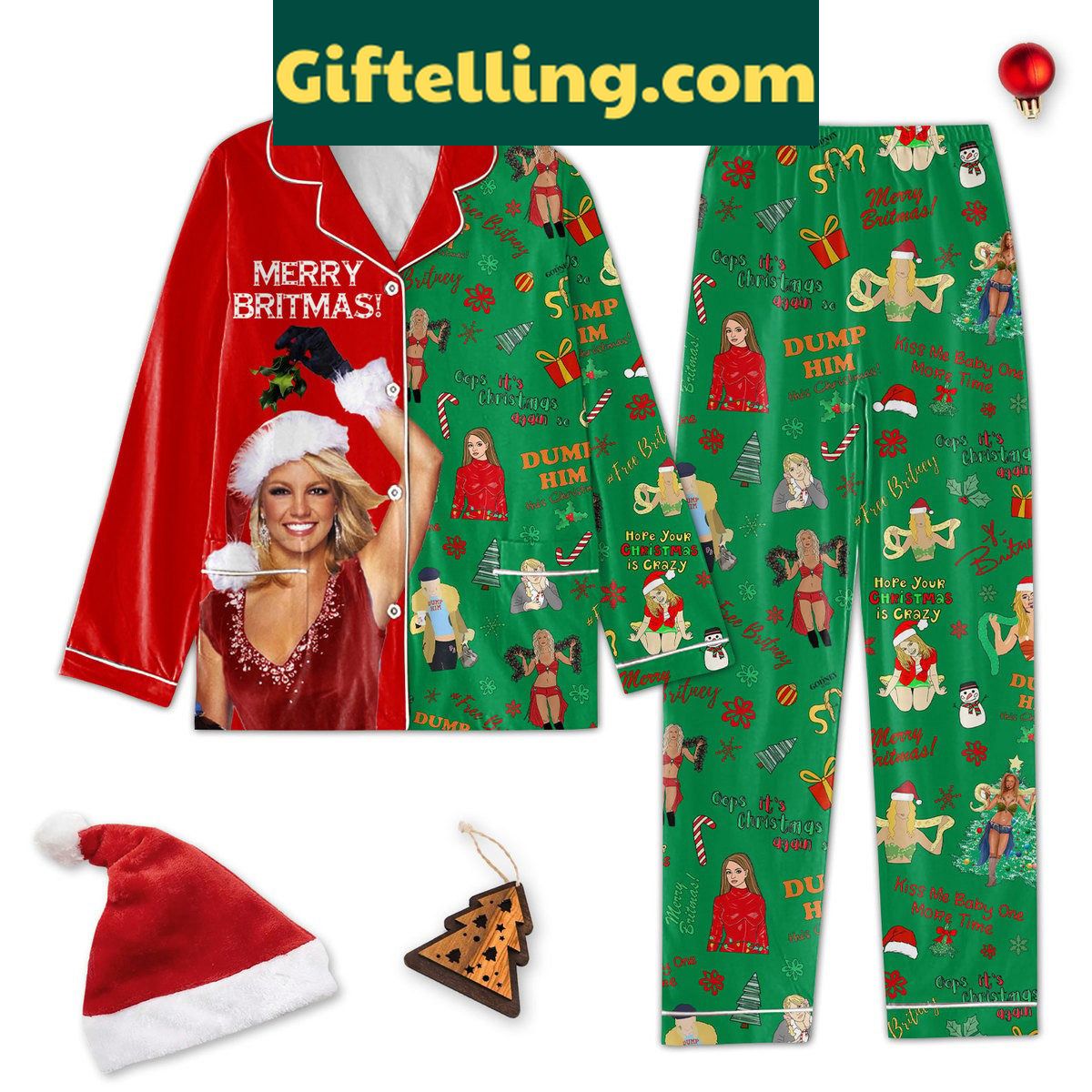 britney-spears-kiss-me-baby-one-more-time-pajamas-set-90s-style-sleepwear-2 Britney Spears Kiss Me Baby product image showing design and team colors