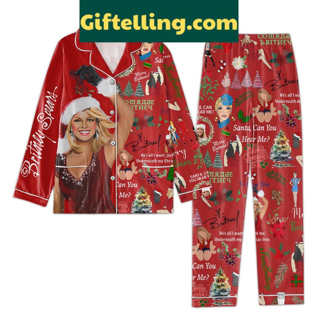 Britney Spears Merry Christmas Santa Can You Hear Me Pajamas Set