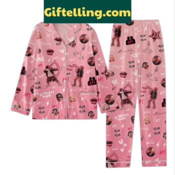 Bruno Mars Christmas Polyester Pajamas Set for men, featuring long sleeves and pants with a fun holiday design