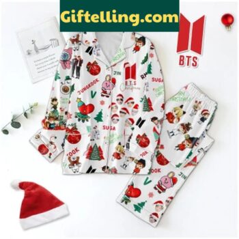 BTS Christmas Pajamas Set featuring Jungkook, V, Jimin, Suga, J-Hope, RM, and Jin polyester