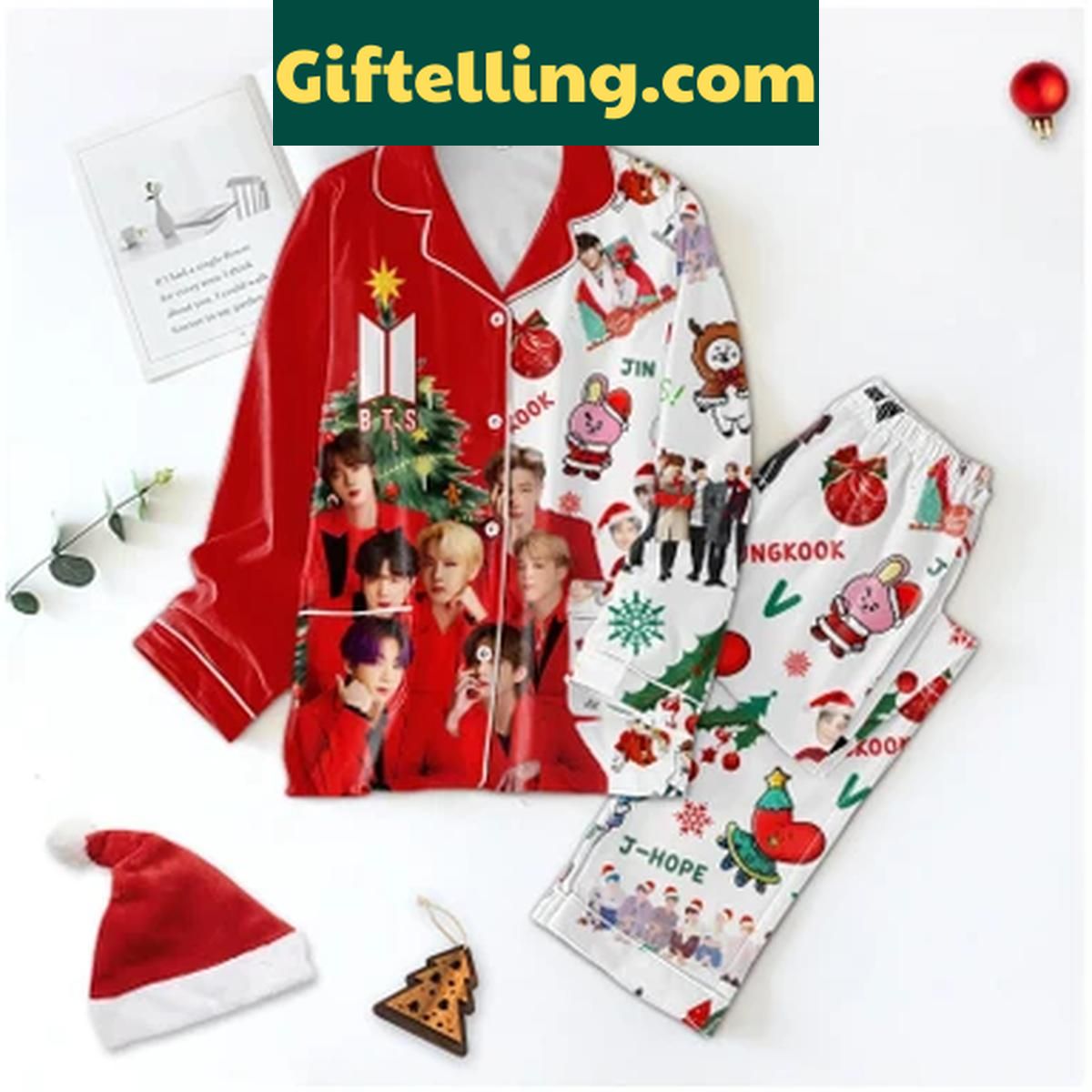 BTS Merry Christmas Army Love 2024 Polyester Pajamas Set BTS Merry Christmas Army Love 2024 Polyester Pajamas Set