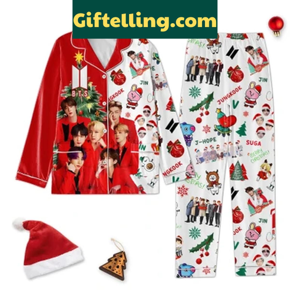 BTS Merry Christmas Army Love 2024 Polyester Pajamas Set BTS Merry Christmas Army Love 2024 Polyester Pajamas Set