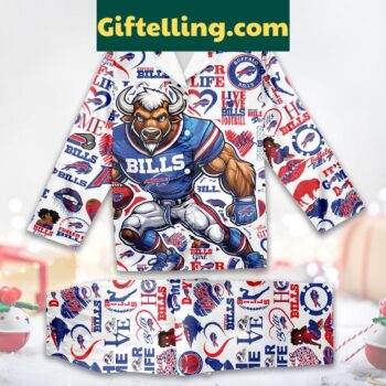 Buffalo Bills Christmas Polyester Pajamas Set with Love For Life 2024 design