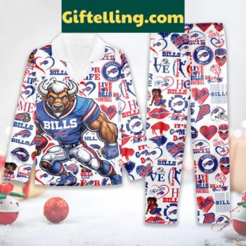 Buffalo Bills Christmas Polyester Pajamas Set with Love For Life 2024 design
