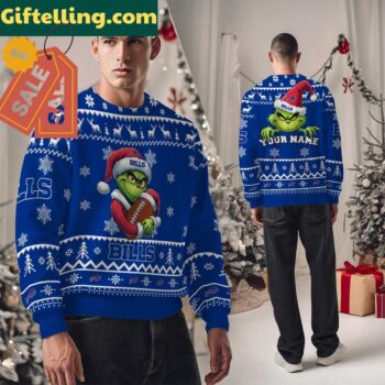 Buffalo Bills NFL Team Color Grinch Ugly Christmas Sweater