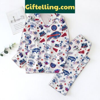 Buffalo Bills Peace Love Bills Mafia Pajamas Set for men and women