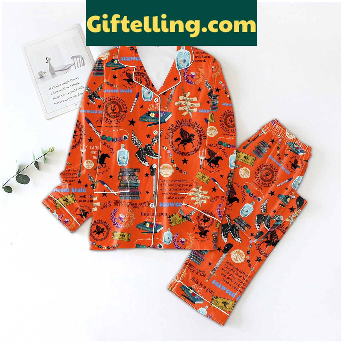 camp-half-blood-chronicles-pajamas-set-ill-be-back-next-summer-1 A Camp Half Blood Chronicles I'll Be Back Next Summer Pajamas Set, including a pair of pants and a matching top with a vibrant graphic print