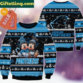 Carolina Panthers NFL Mickey Minnie Ugly Christmas Sweater