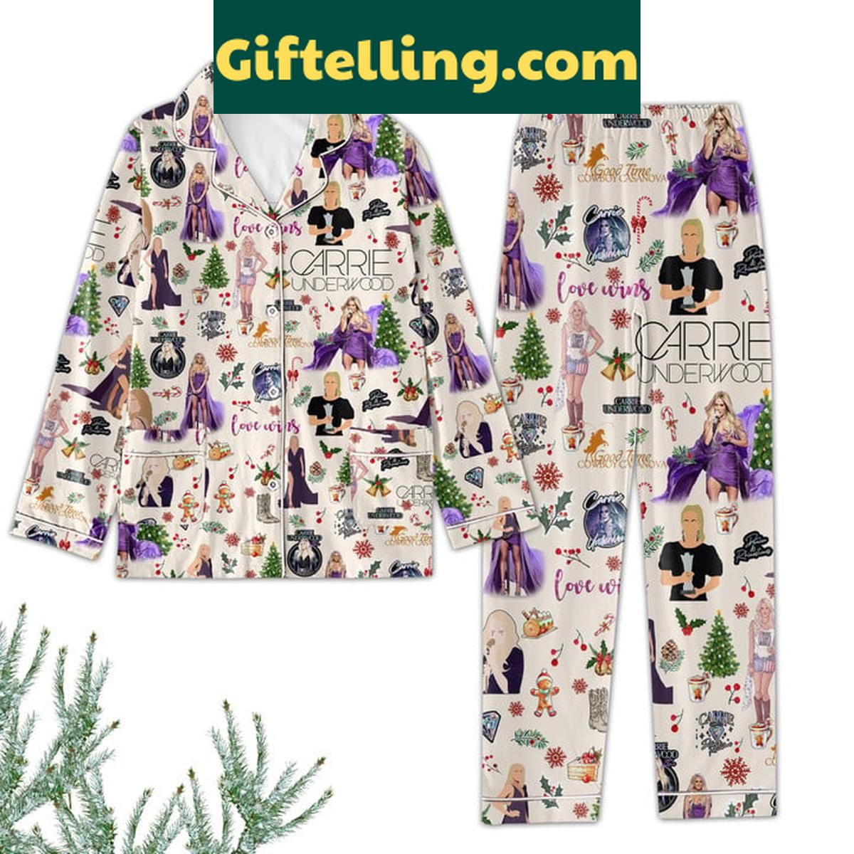 Carrie Underwood Love Wins Merry Christmas 2024 Polyester Pajamas Set Carrie Underwood Love Wins Merry Christmas 2024 Polyester Pajamas Set