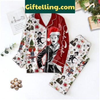 Charlie Chaplin Snow Merry Christmas Pajamas Set with festive holiday design