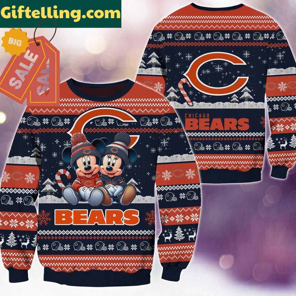 Chicago Bears NFL Mickey Minnie Ugly Christmas Sweater