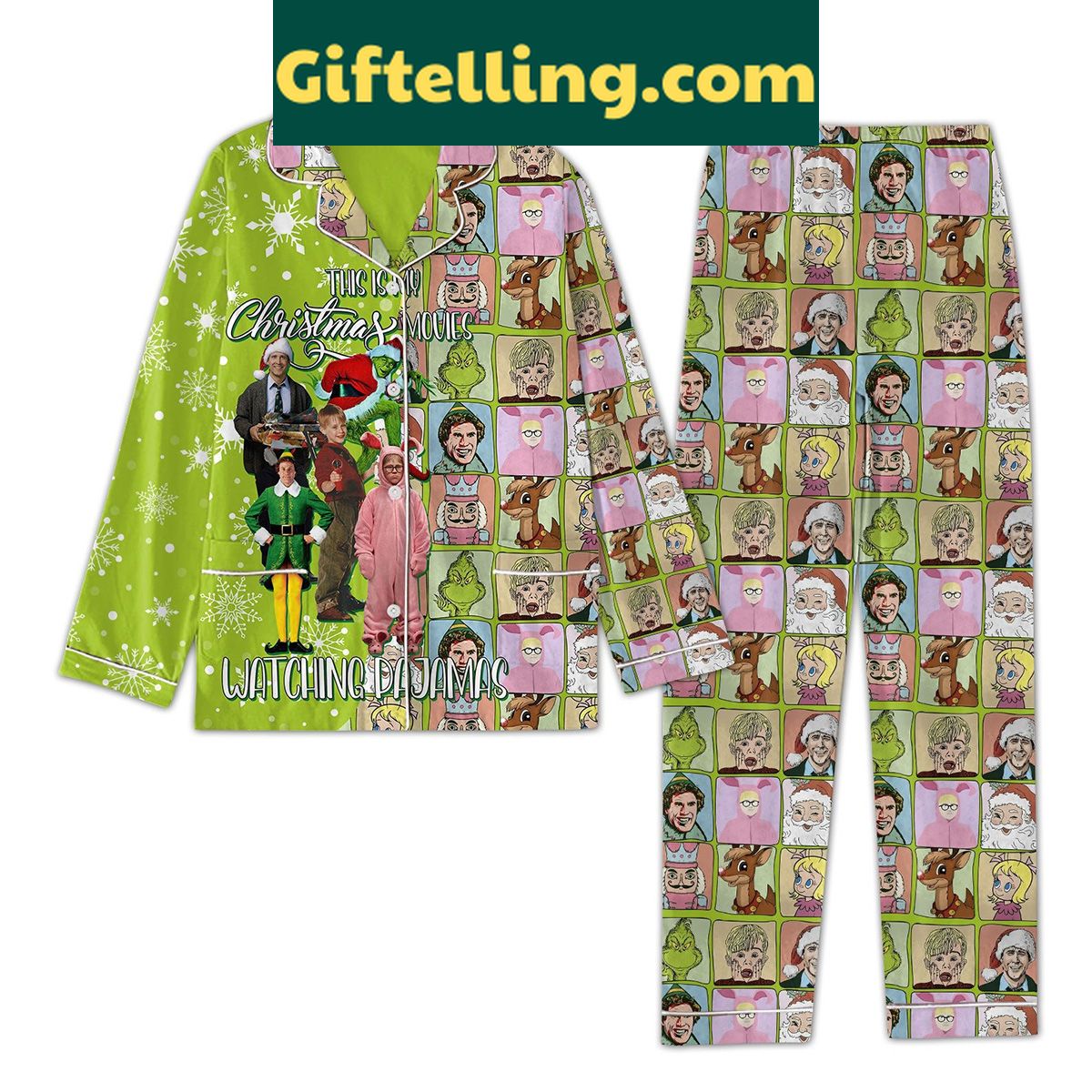christmas-movies-watching-pajamas-set-cozy-holiday-gift-2 Christmas Movies Watching Pajamas Set