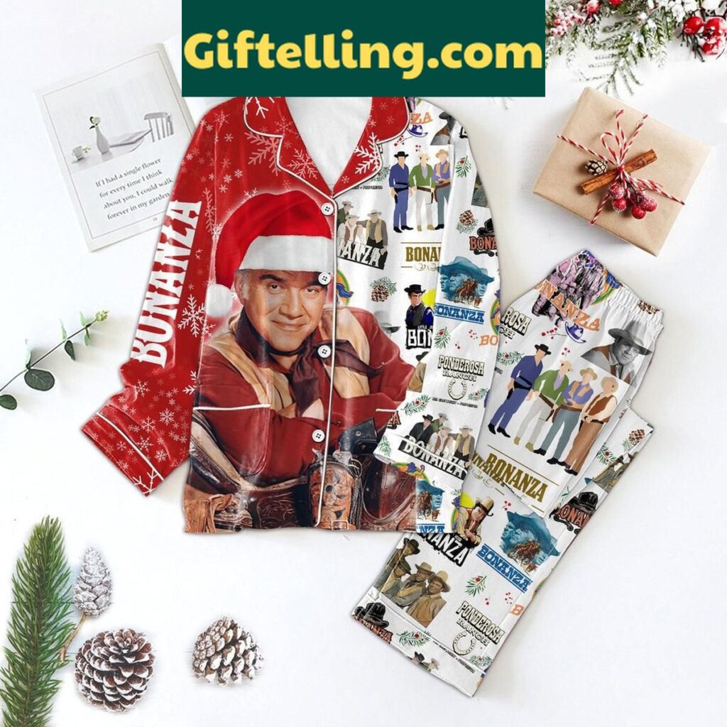 Bonanza Ponderosa Ranch Merry Christmas Polyester Pajamas Set for men and women