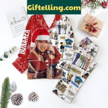 Bonanza Ponderosa Ranch Merry Christmas Polyester Pajamas Set for men and women