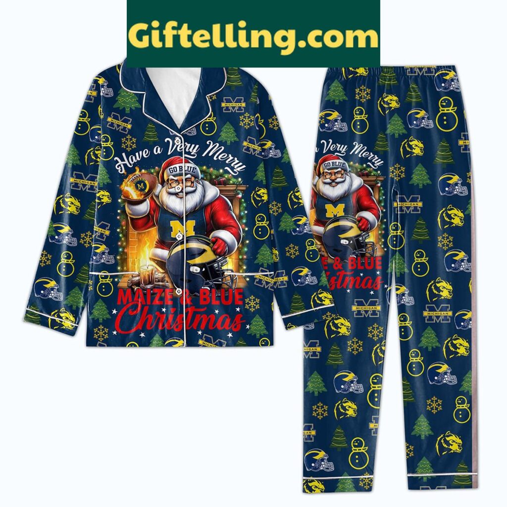 Have A Very Merry Maize And Blue Christmas Pajamas Set