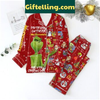 Christmas Silk Pajamas Set with Even The Grinch Can't Resist McDonald's Fries design