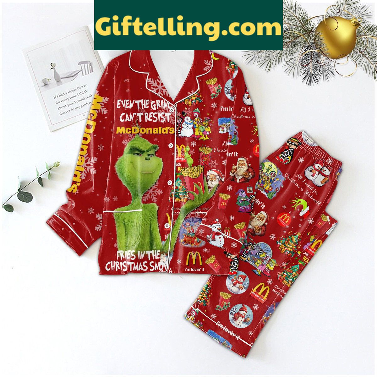 christmas-silk-pajamas-set-even-the-grinch-cant-resist-mcdonalds-fries-im-lovinit-1 Christmas Silk Pajamas Set with Even The Grinch Can't Resist McDonald's Fries design