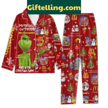 Christmas Silk Pajamas Set with Even The Grinch Can't Resist McDonald's Fries design