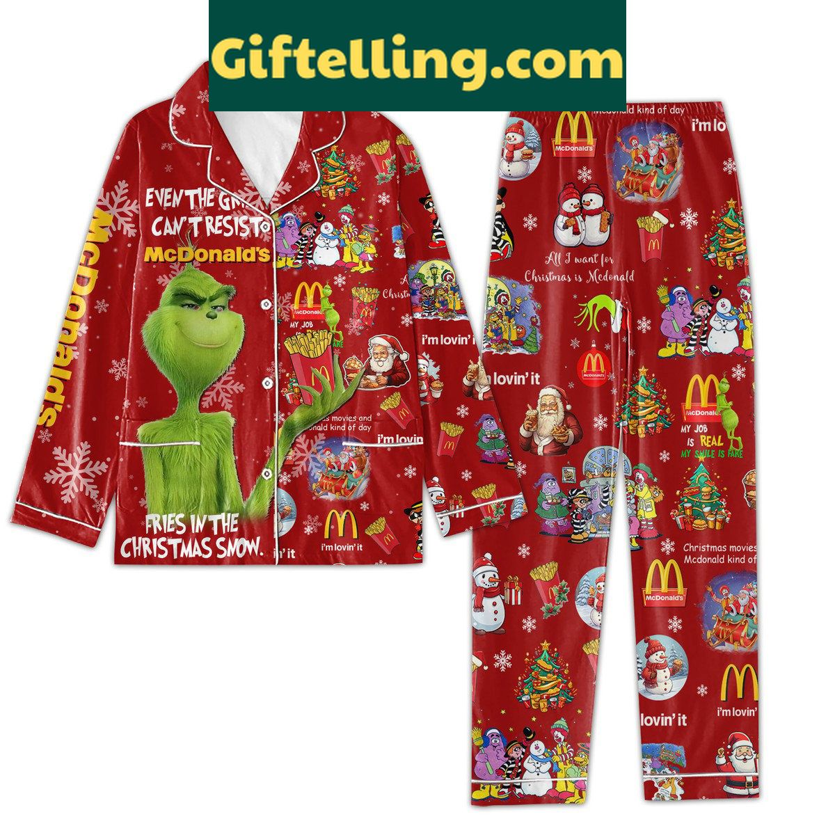christmas-silk-pajamas-set-even-the-grinch-cant-resist-mcdonalds-fries-im-lovinit-2 Christmas Silk Pajamas Set with Even The Grinch Can't Resist McDonald's Fries design