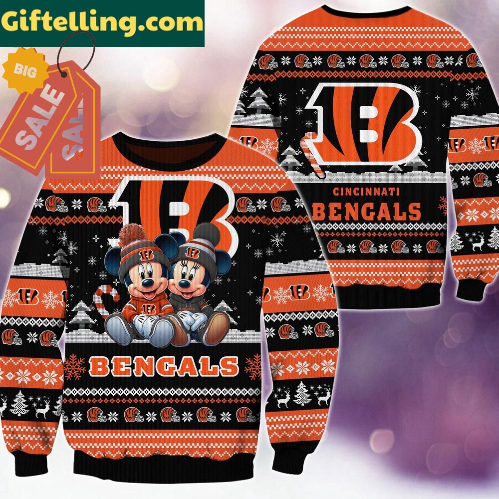 Cincinnati Bengals NFL Mickey Minnie Ugly Christmas Sweater