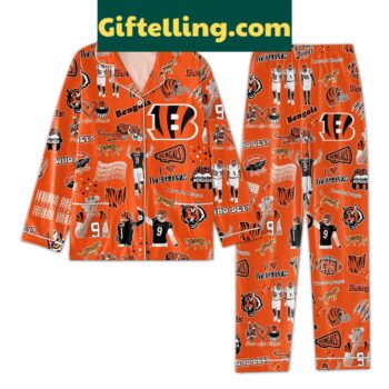 Cincinnati Bengals Who Dey Peace Love Pajamas Set loungewear for men and women