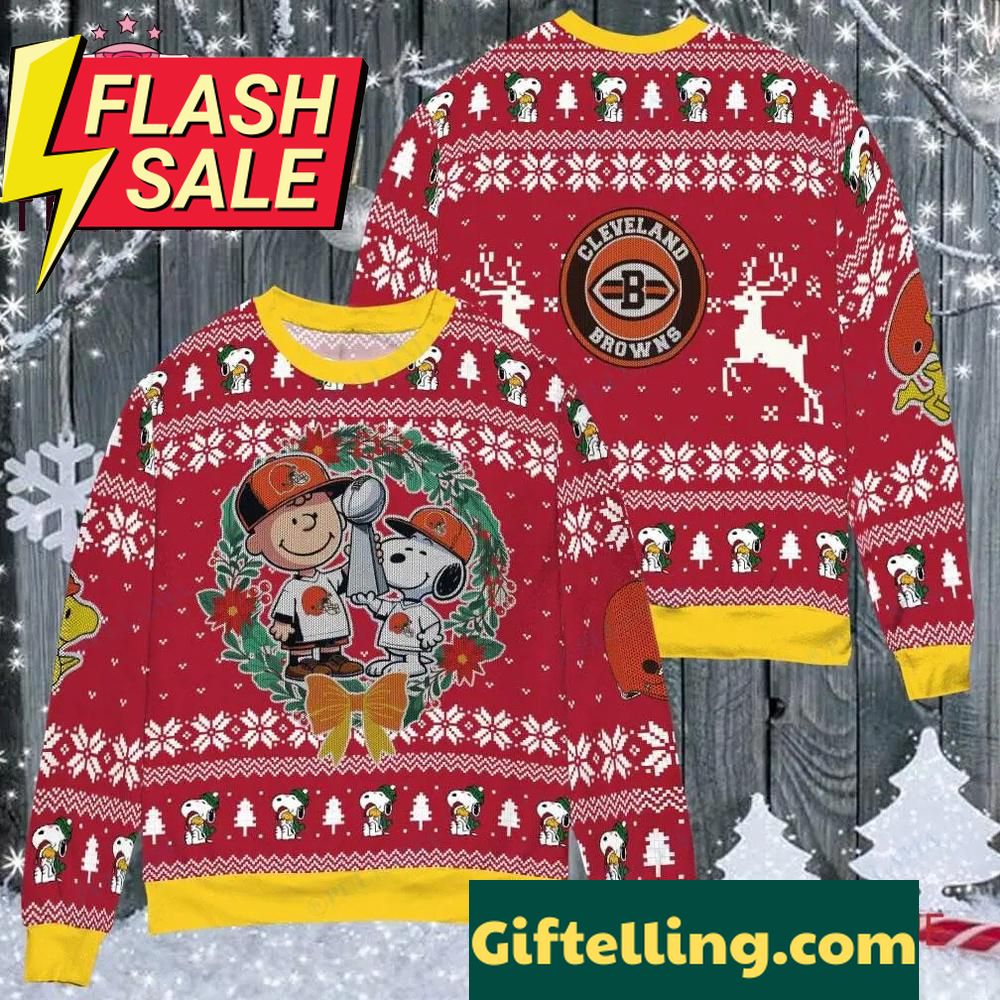Cleveland Browns NFL Snoopy Charates Movies Ugly Christmas Sweater