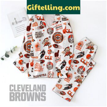Cleveland Browns Pajamas Set with Here We Go Brownies graphic