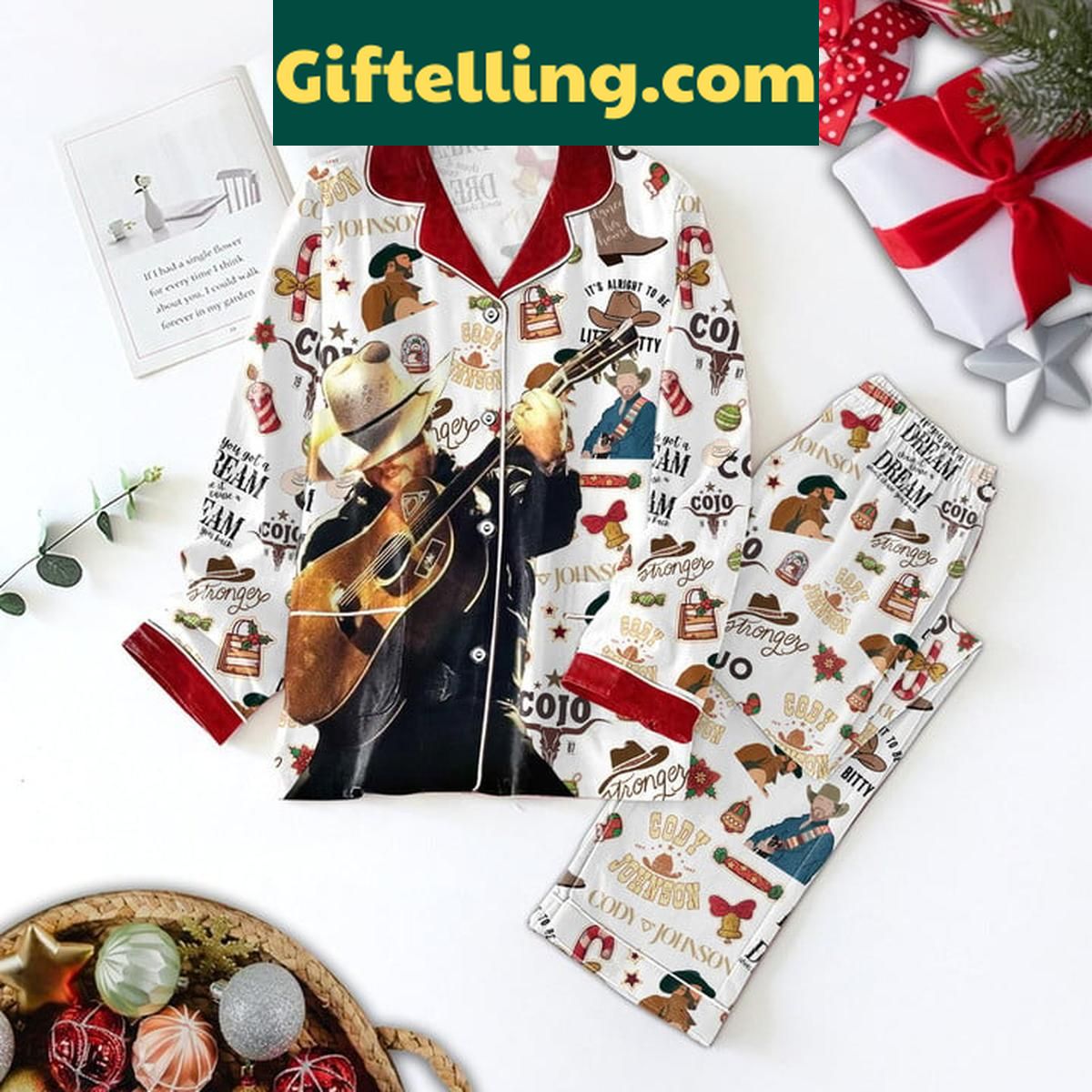 Cody Johnson If You Got A Dream Chase It Christmas Polyester Pajamas Set Cody Johnson If You Got A Dream Chase It Christmas Polyester Pajamas Set