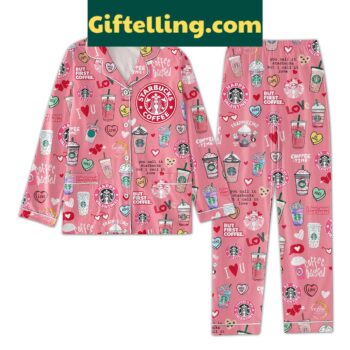 Starbucks Coffee Obsessed Pink Polyester Pajamas Set