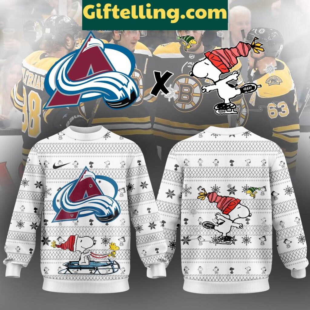 Colorado Avalanche Snoopy Winter Ugly product image showing design and team colors