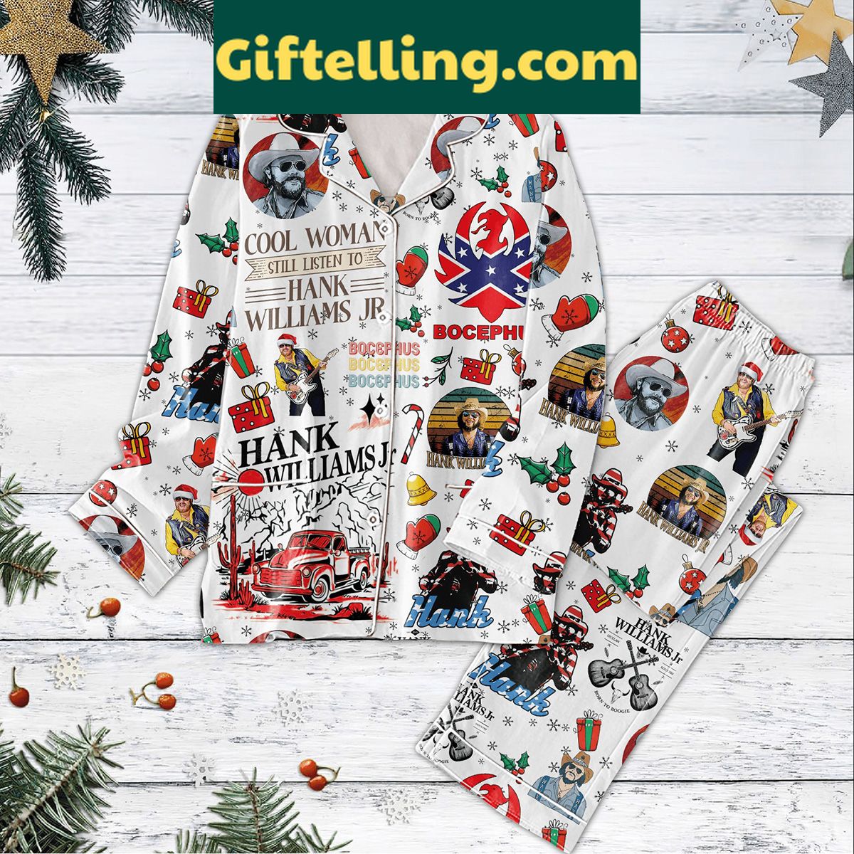cool-woman-still-listens-to-hank-williams-jr-merry-christmas-pajamas-set-gift-idea-2 Cool Woman Still Listens To Hank Williams Jr Merry Christmas Pajamas Set - Christmas Pajamas