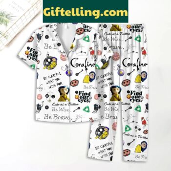 Coraline Find Our Eyes Polyester Pajamas Set for women, featuring Coraline design and comfortable polyester material