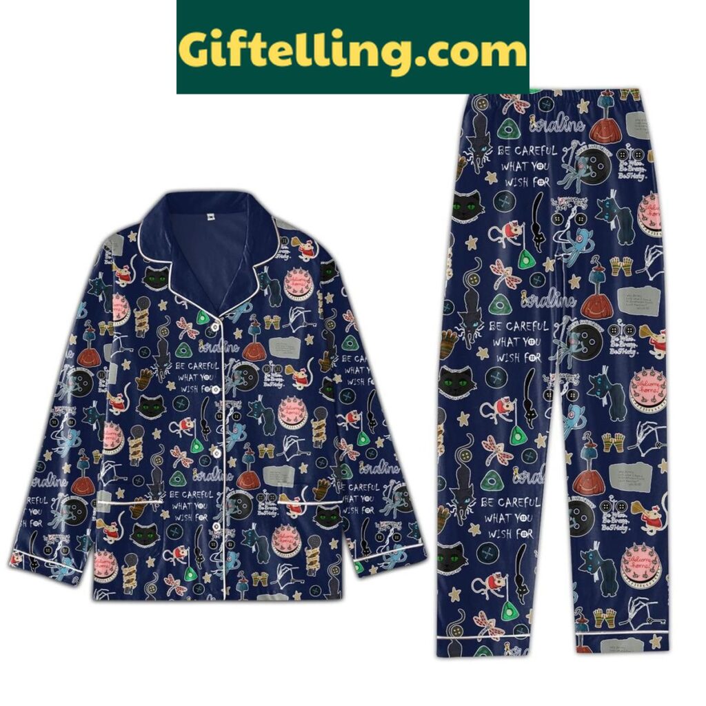 Coraline Halloween Be Careful Polyester Pajamas Set