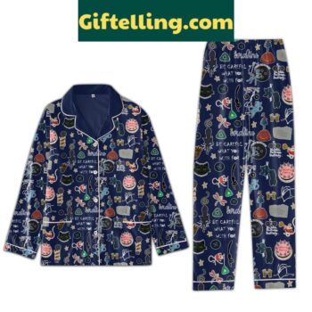 Coraline Halloween Be Careful Polyester Pajamas Set