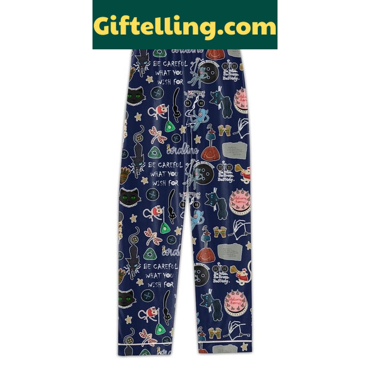 Coraline Halloween Be Careful Polyester Pajamas Set Coraline Halloween Be Careful Polyester Pajamas Set