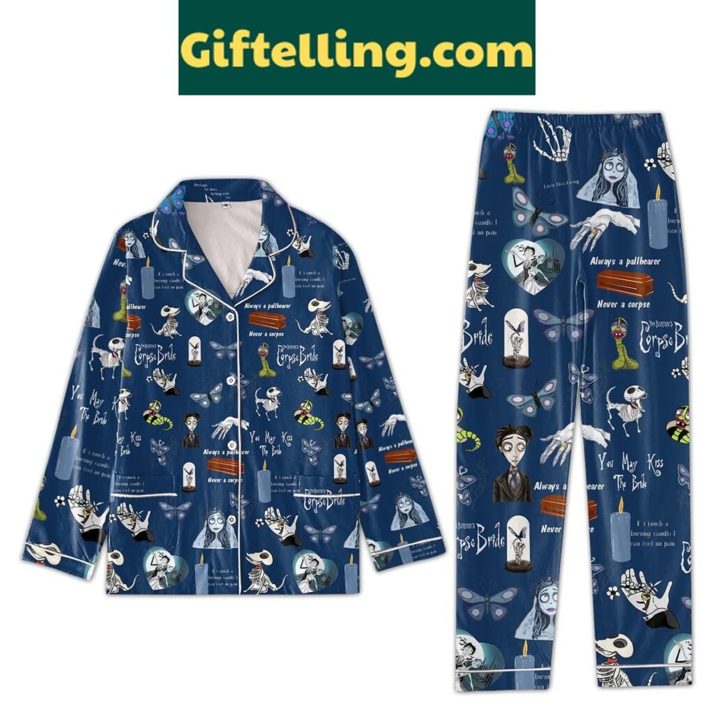 Corpse Bride Tim Burton Navy Pajamas Set