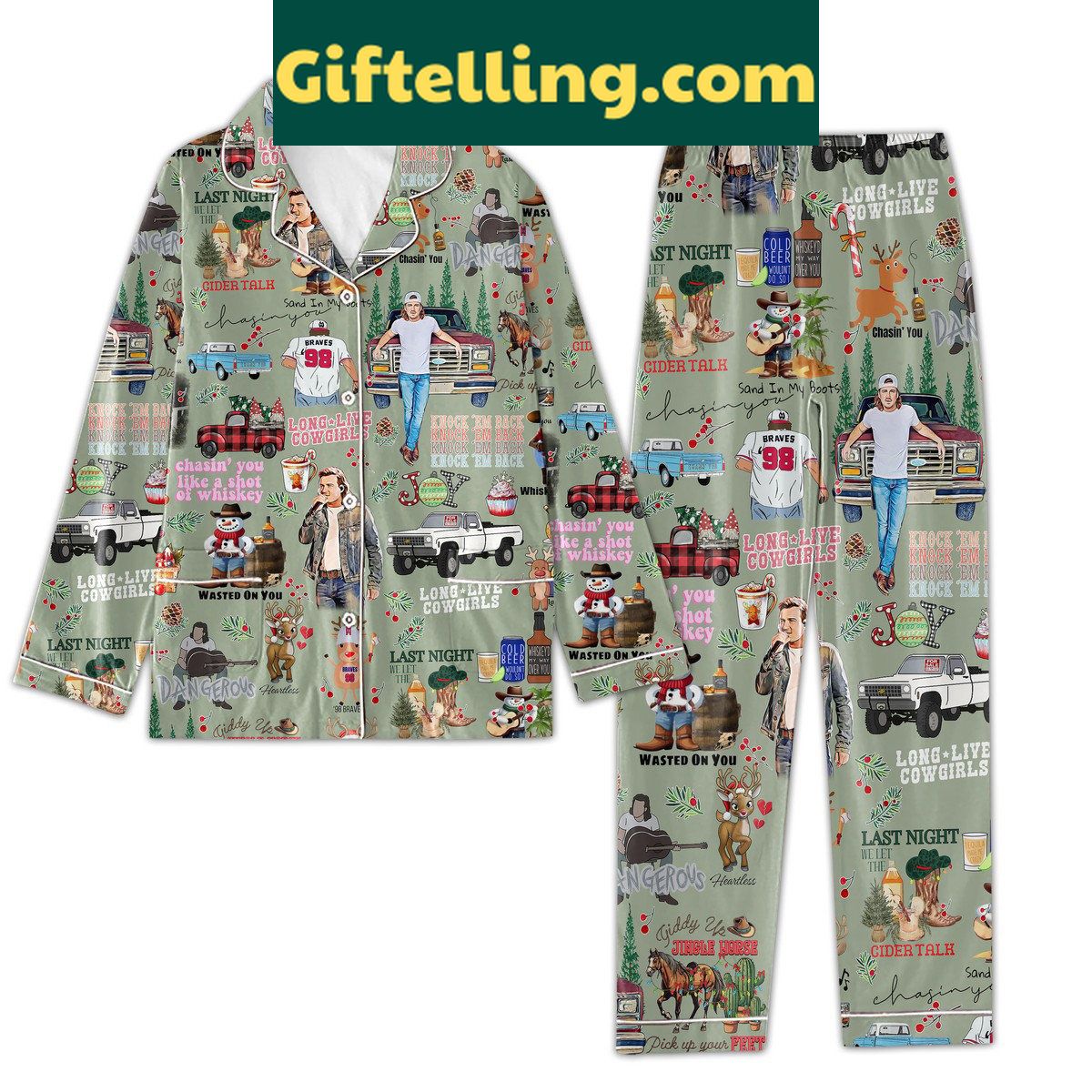 cowgirls-pajamas-set-last-night-we-let-the-cider-talk-love-live-2 Cowgirls Pajamas Set with Last Night We Let The Cider Talk Love Live design