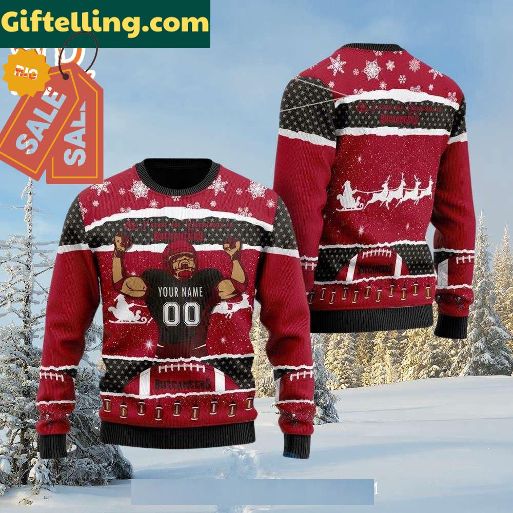 Custom Name Tampa Bay Buccaneers Football Sweater with personalized name and number