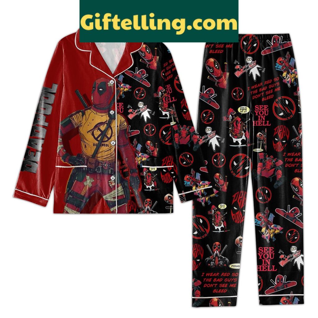 Deadpool See You In Hell Red Polyester Pajamas Set