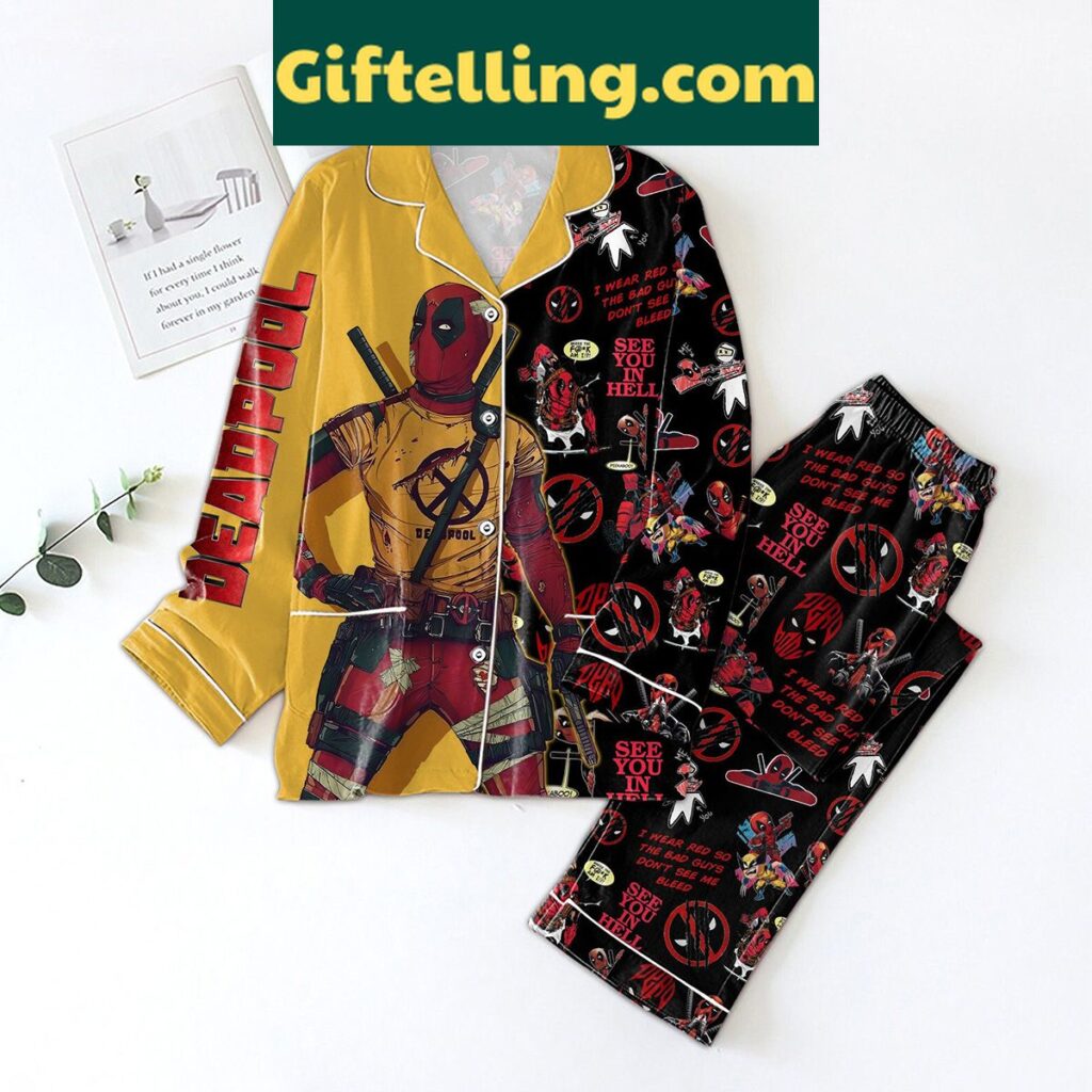 Deadpool See You In Hell Pajamas Set Yellow Version Polyester