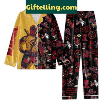 Deadpool See You In Hell Pajamas Set Yellow Version Polyester