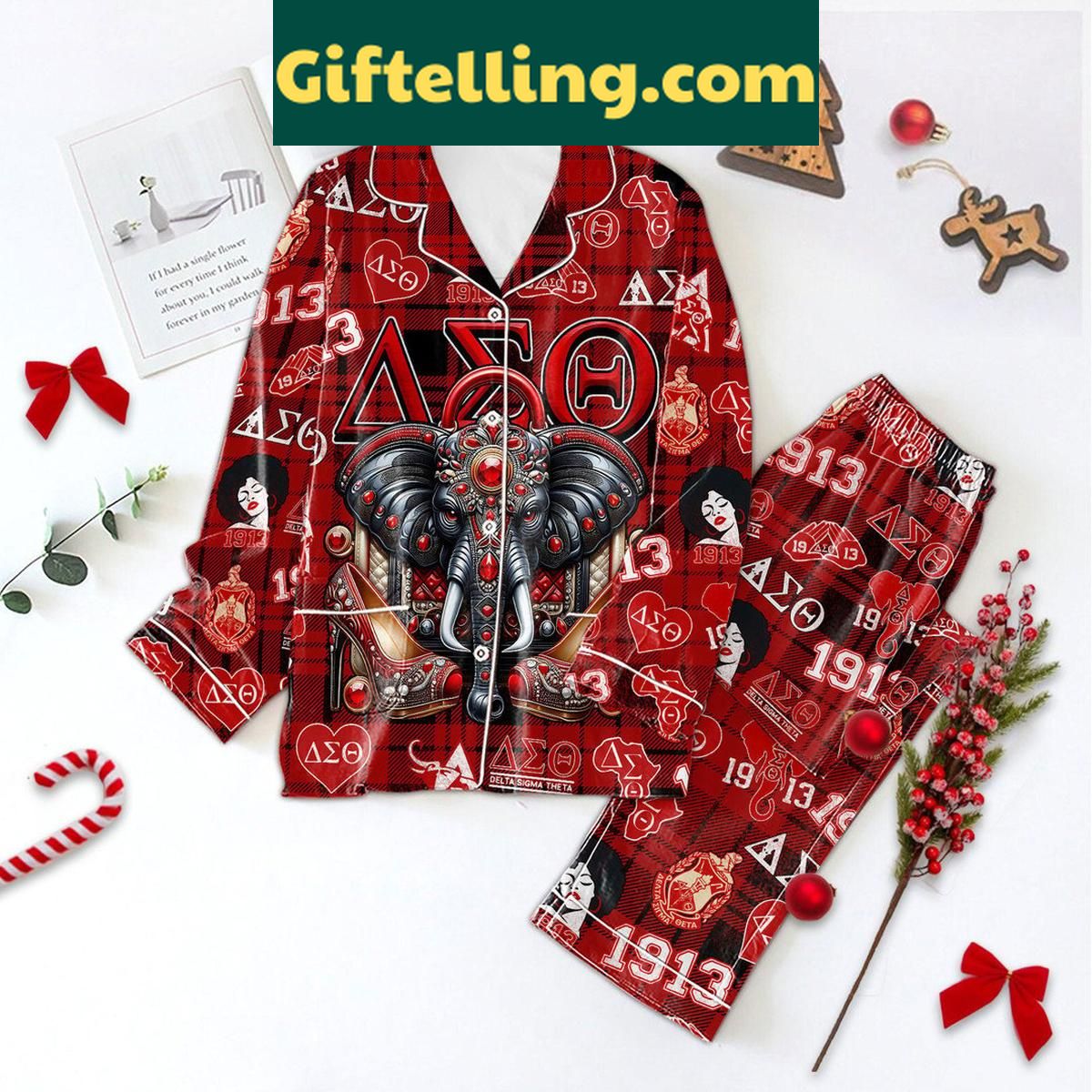 delta-sigma-theta-deltaversary-christmas-pajamas-for-the-queen-1 Delta Sigma Theta Deltaversary Christmas Polyester Pajamas Set