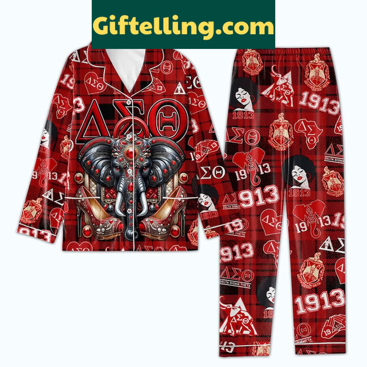 delta-sigma-theta-deltaversary-christmas-pajamas-for-the-queen-2 Delta Sigma Theta Deltaversary Christmas Polyester Pajamas Set