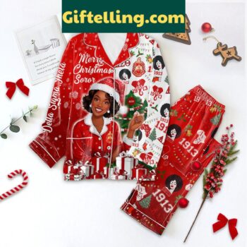 Delta Sigma Theta Merry Christmas Soror 2024 Polyester Pajamas Set photo