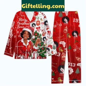 Delta Sigma Theta Merry Christmas Soror 2024 Polyester Pajamas Set photo