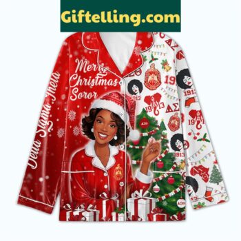 Delta Sigma Theta Merry Christmas Soror 2024 Polyester Pajamas Set photo