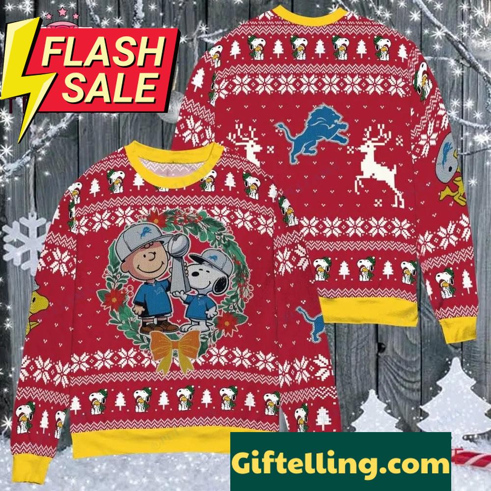 Detroit Lions NFL Snoopy Charates Movies Ugly Christmas Sweater